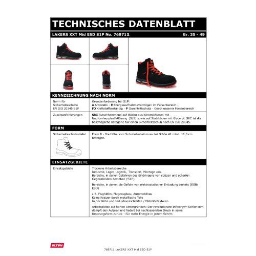 ELTEN LAKERS XXT Sicherheitsstiefel Mid S1P ESD, Schwarz, Gr. 41