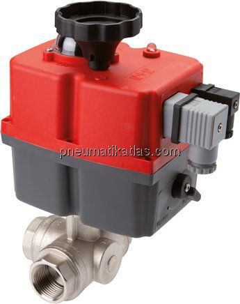 Elektr. 3-Wege-Kugelhahn (L), G 1/4", 24 bis 240 V (AC) / 24 bis 135 V (DC)