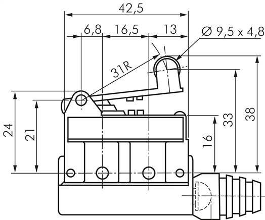 Omron Subminiaturschalter, kurzer Rollenhebel