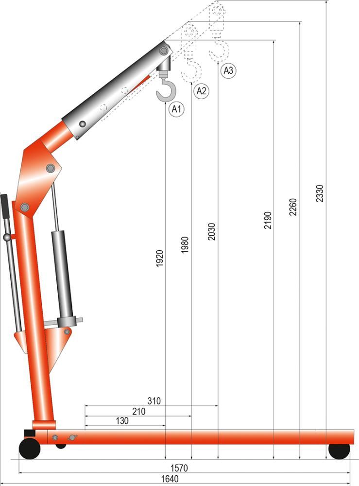 Werkstattkran WK ECO PRO Tragkraft 350-500 kg gespreizt