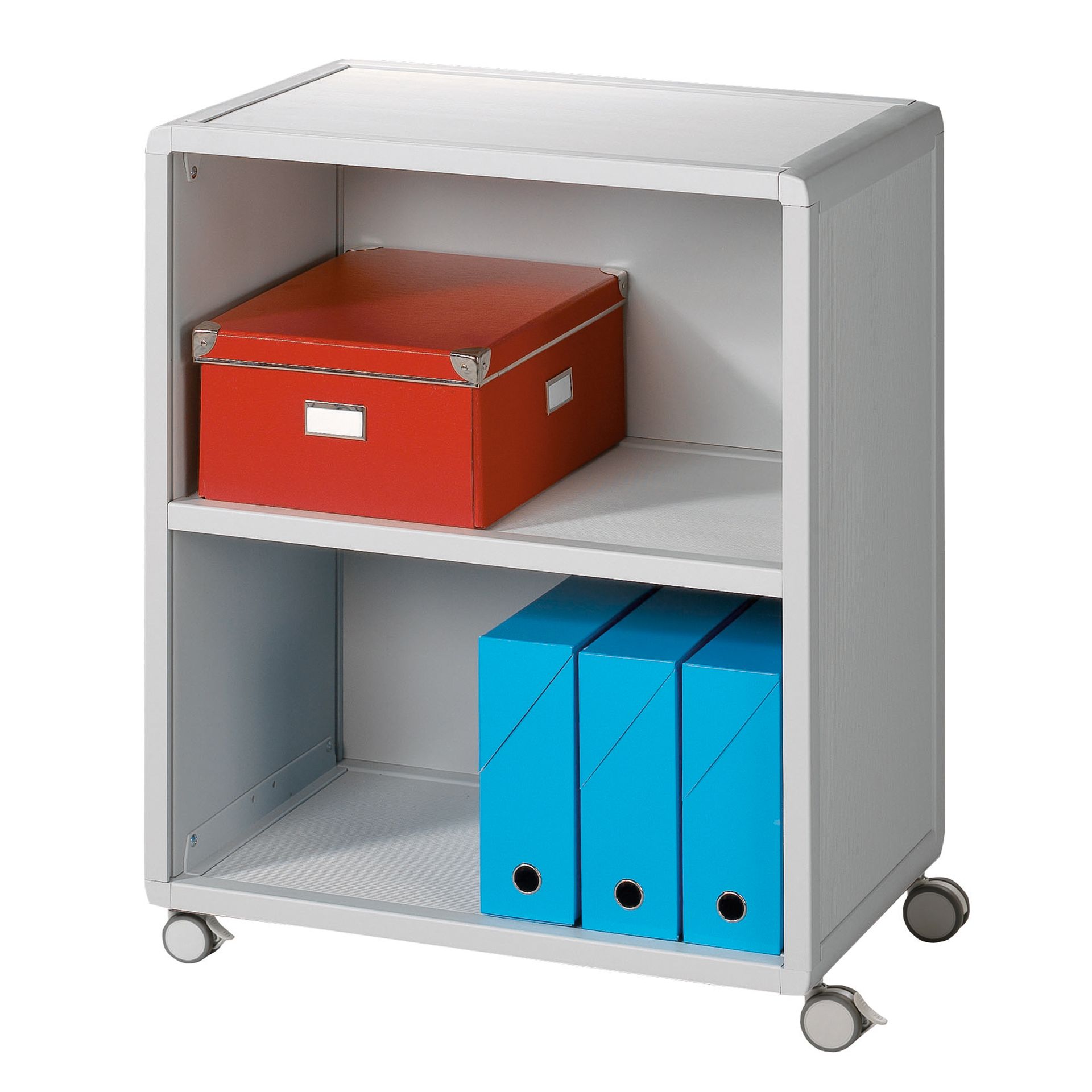 Rollwagen 2 Fächer Polystyrol grau