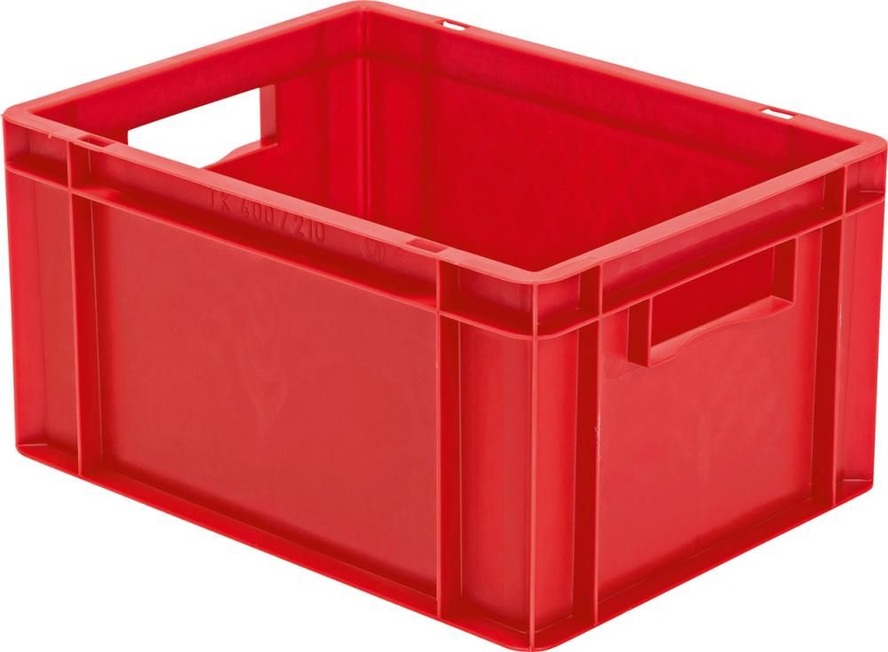 Transport-Stapelkasten B400xT300xH210 mm rot, geschlossen mit Griffloch LA-KA-PE