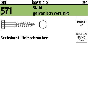 Sechskant-Holzschrauben Stahl galvanisch verzinkt