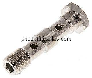 Hohlschraube, 2-fach G 1/8"-40,5mm, Messing vernickelt
