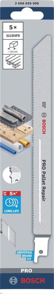Säbelsägeblatt S1135 VFR 1,25 x 19 x 225 mm PRO Pallet Repair, 5-tlg. BOSCH