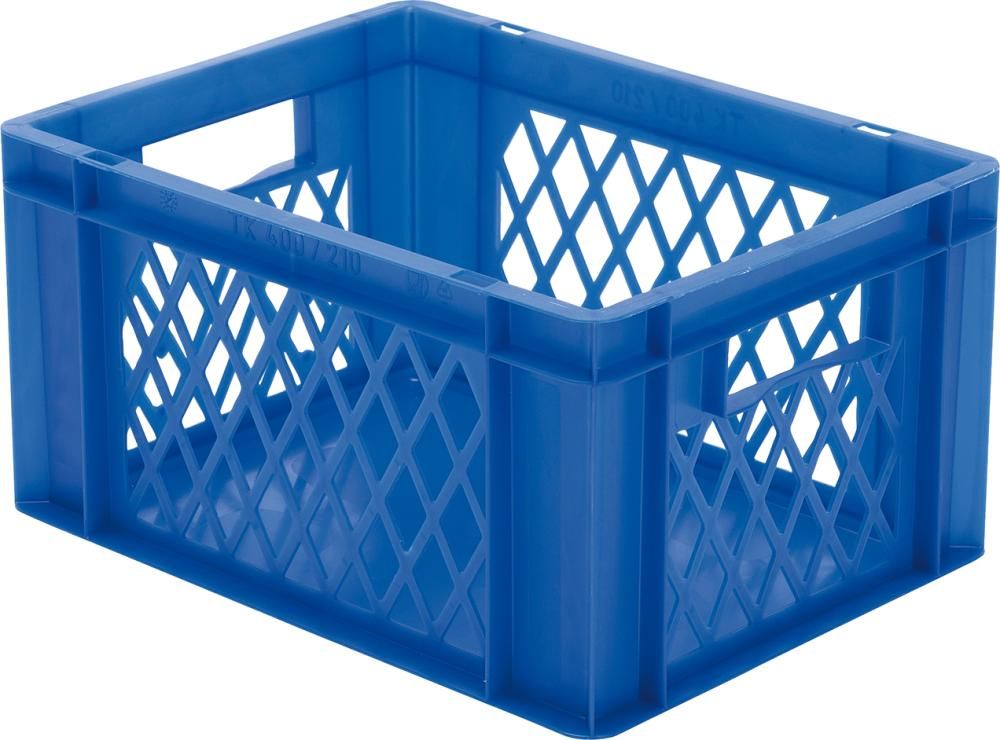 Transport-Stapelkasten B400xT300xH210 mm blau, Wände durchbrochen mit Griffloch LA-KA-PE