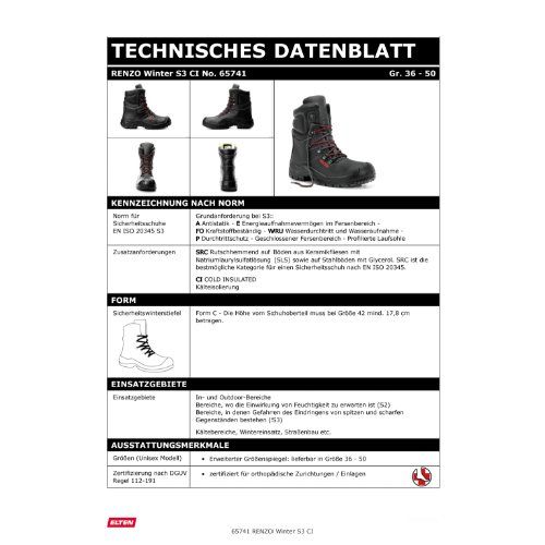 ELTEN RENZO Winter Sicherheitsstiefel High S3, Schwarz, Gr. 41