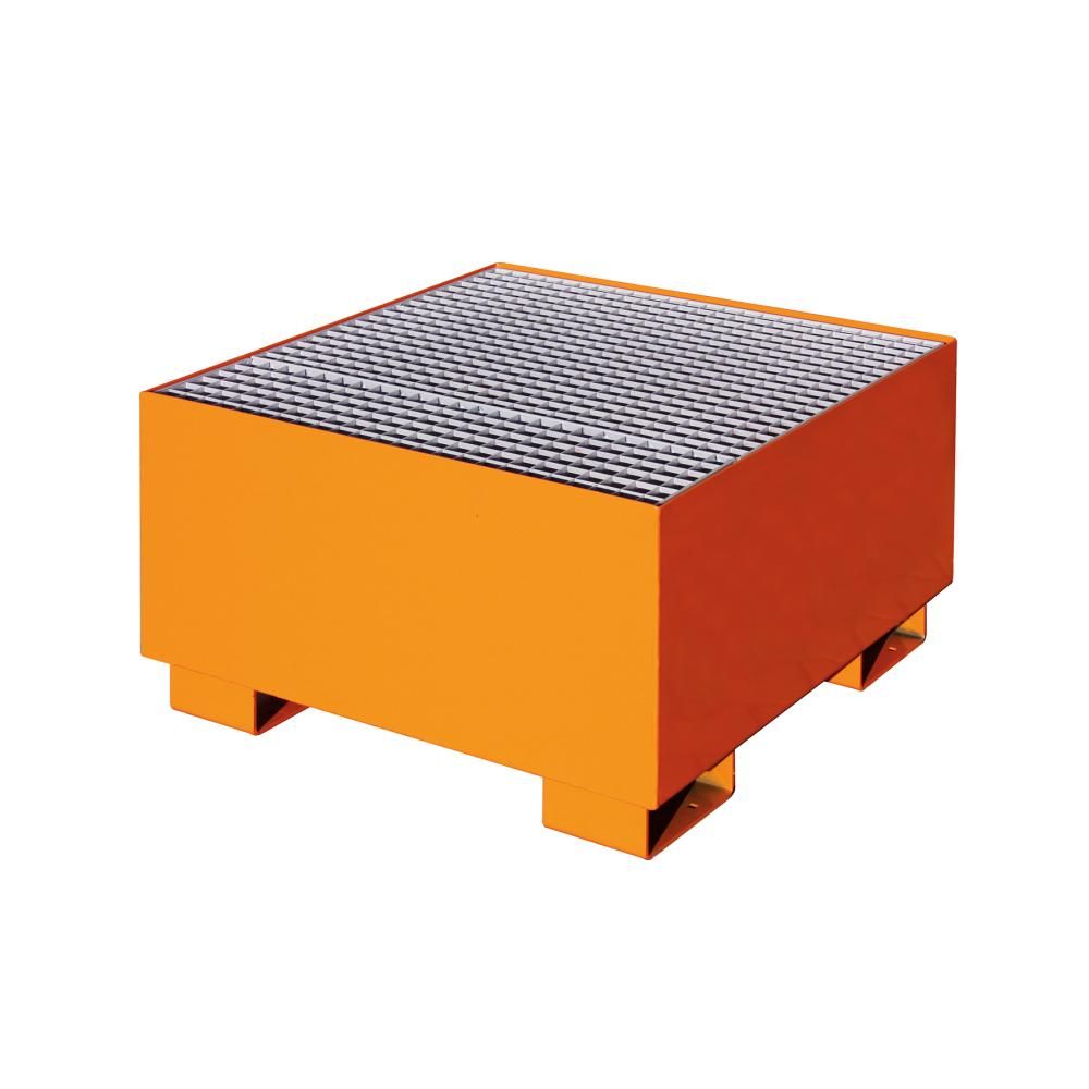 Auffangwanne mit geraden Wänden mit Gitterrost, 215 ltr. 830x830x460 mm, RAL 2004