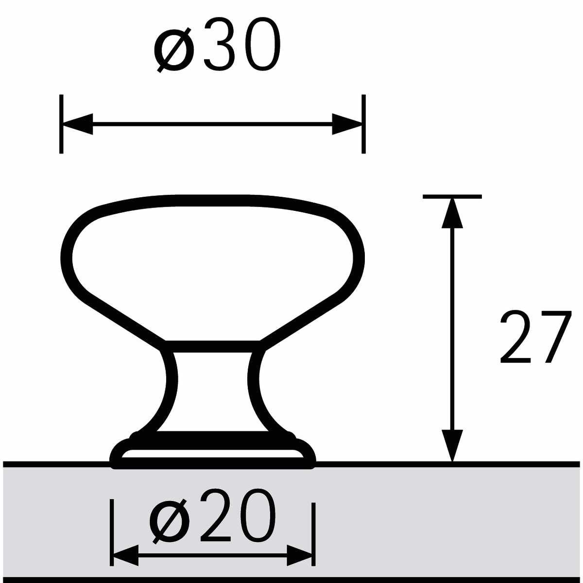 MÖBELKNOPF CIRPI Ø30 BR/EDELSTAHL OPTIK