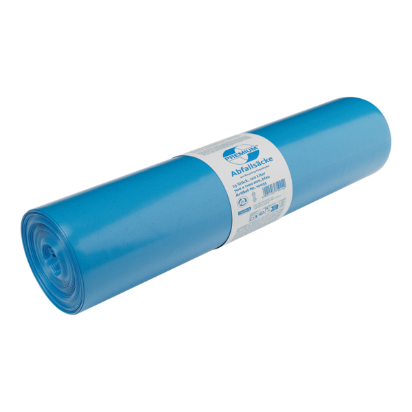 Abfallsäcke,PREMIUM, 120 Liter,Blau - VPE Karton: 10 Rollen á 25 Stück ,Größe 700x1100mm