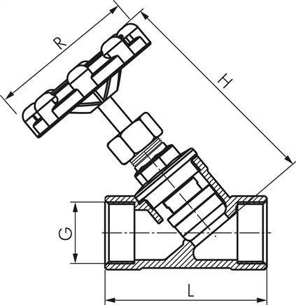 Schrägsitz-Absperrventil, G 1/2", PN 40, Edelstahl