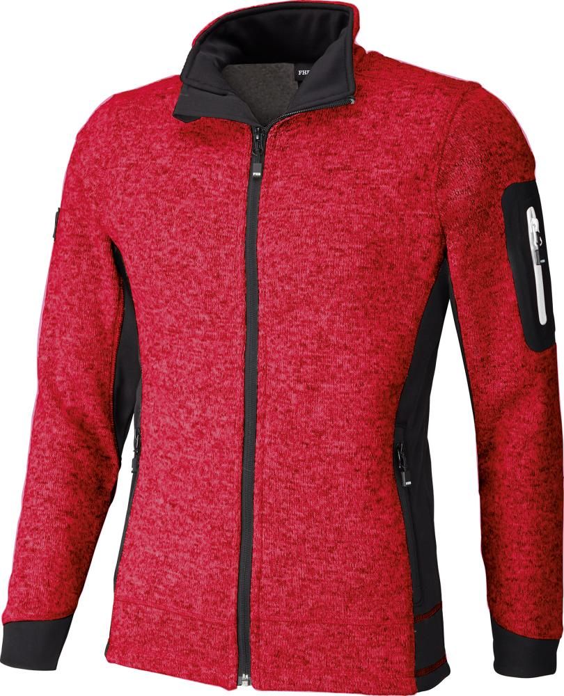 Herren-Jacke CHRISTOPH rot-schwarz XS Strick-Fleece FHB