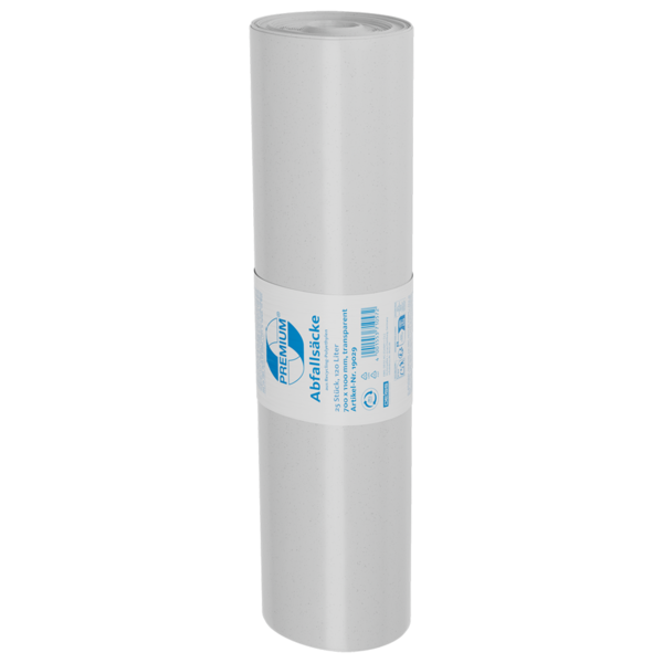 Abfallsäcke aus Recycling-LDPE, 120 Liter - RL=25Stk, KT=10 RL, Stärke: 37µ, 700x1100 mm Typ 60 transparent