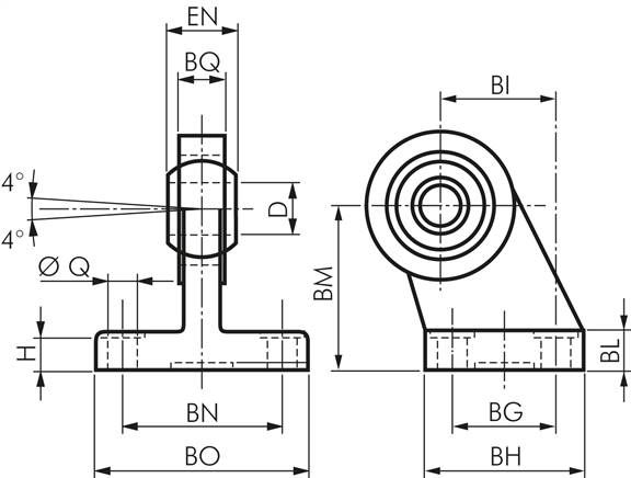 ISO 15552-90°-Laschenschwenkbefestigung 32 mm, Stahl / GGG