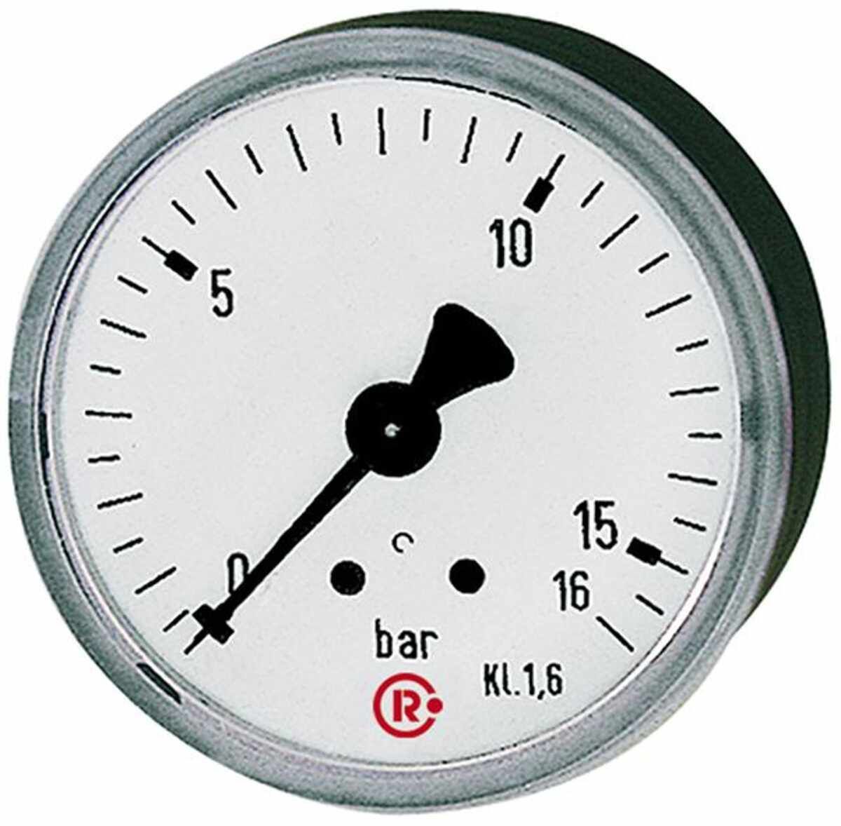 Manometer rückseitig zentrisch 40mm 0-4bar G1/8", Einfachskala, Kunststoffgeh., RIEGLER