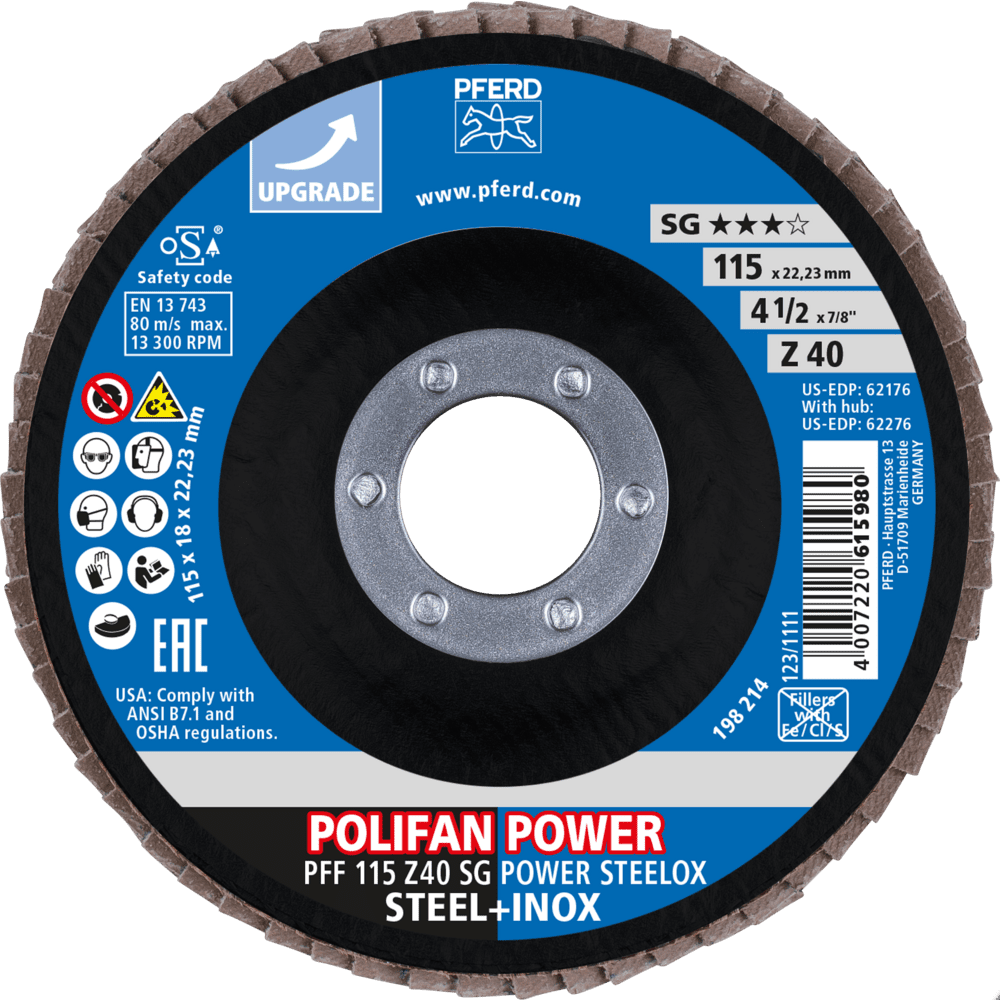 PFERD POLIFAN-Fächerscheiben PFF 115 Z 40 SG POWER STEELOX