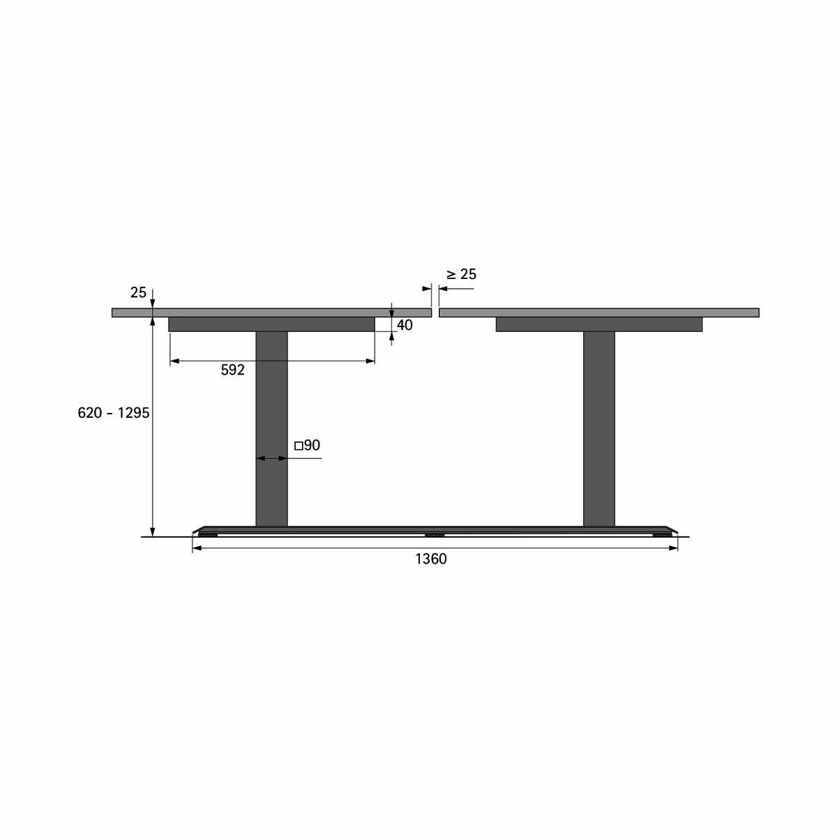 LegaDrive Systems Tischgestell-Set Bench, silber,