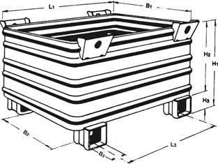Stapelbehälter RAL5010 B1000xT800xH620 mm Nutzlast 2t Auflast 8t u-förmige Füße