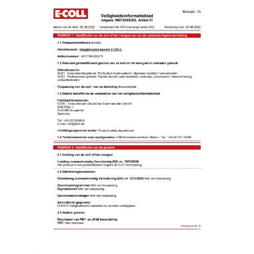 Hochtemperaturfett 400g Kartusche E-COLL