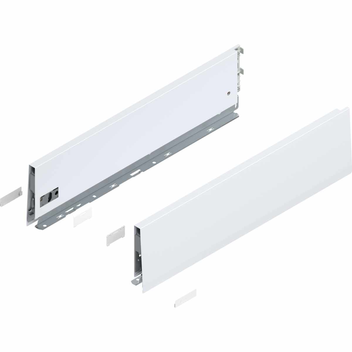 MERIVOBOX Zarge, Höhe K (129 mm), NL=500 mm, links/rechts, seidenweiß matt