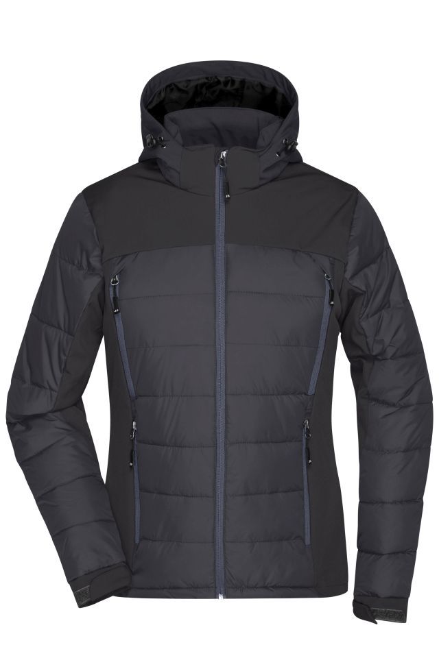 Ladies' Outdoor Hybrid Jacket Thermojacke in attraktivem Materialmix schwarz, Gr. XL