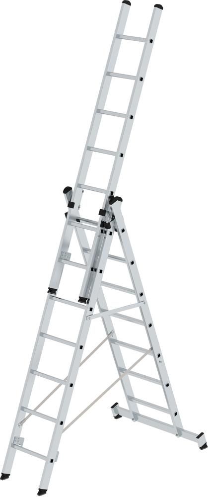Alu-Mehrzweckleiter 3x7 Sprossen Leiterlänge 2,20m eingef.Arbeitshöhe bis 6,10 m