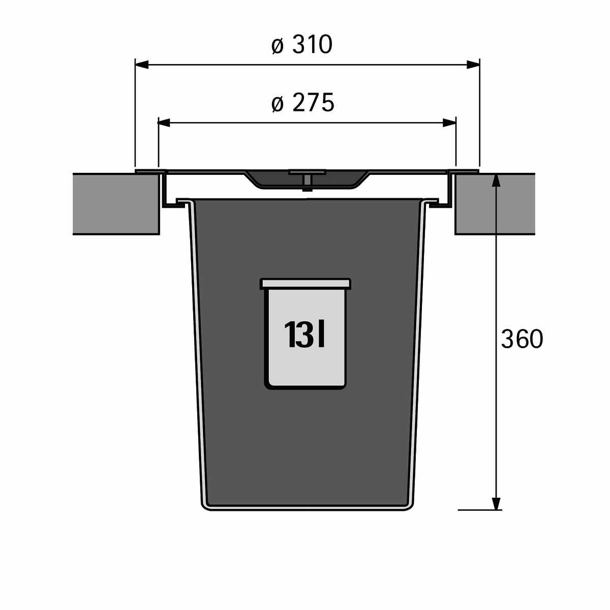 Bin.it Drop 13l EDS/Kst. schwarz