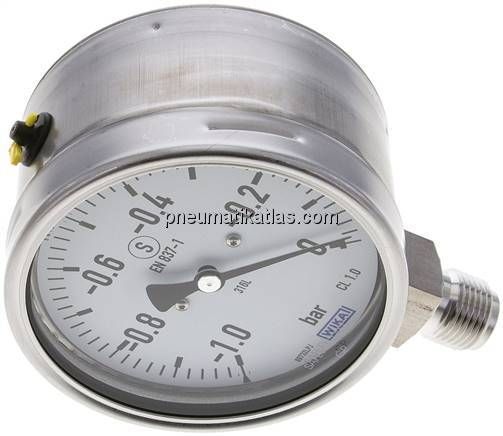 Sicherheits-Manometer senkrecht, 100mm, -1 bis 0 bar