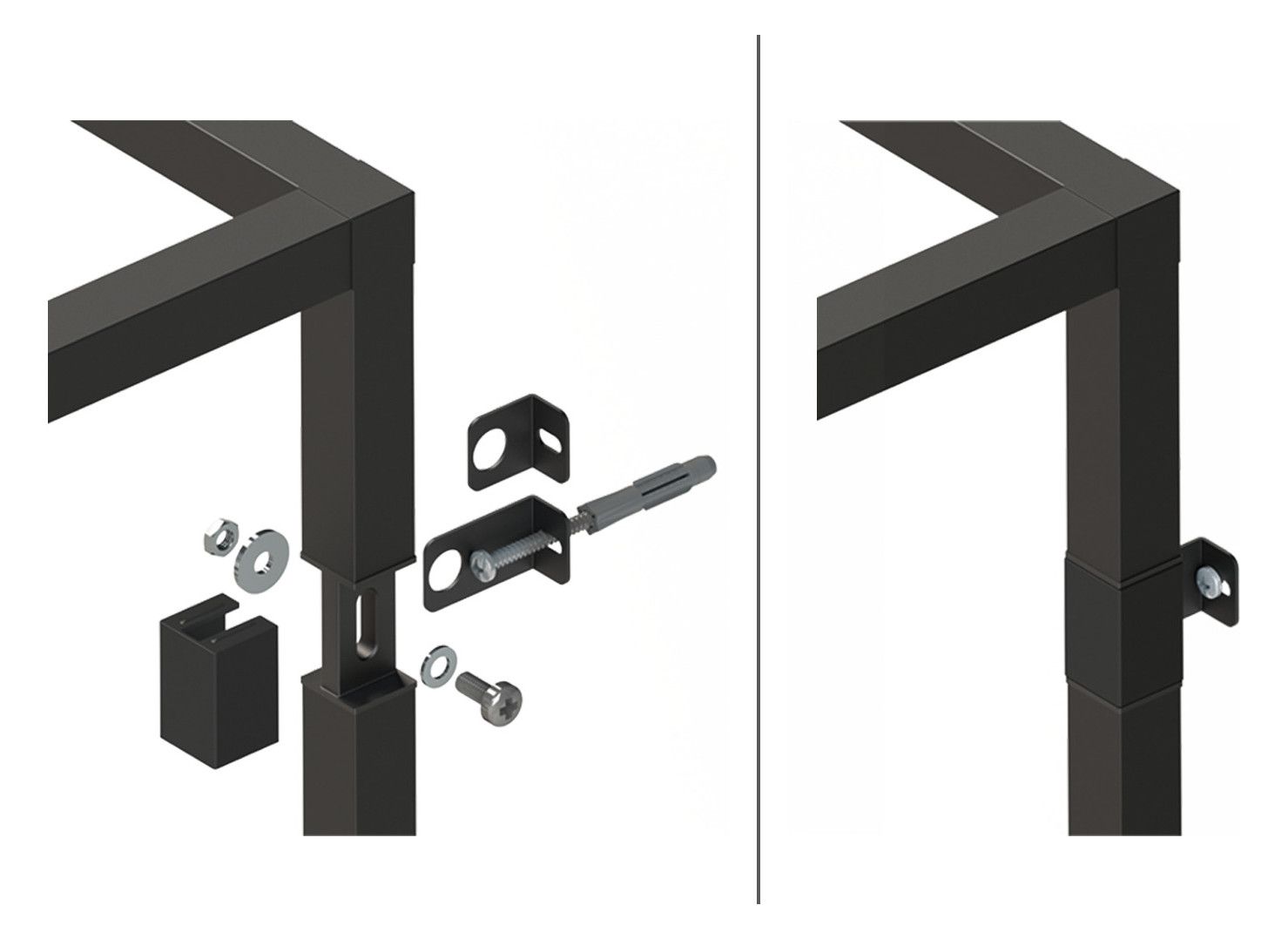 HETTICH CADRO Set Wand-/Bodenbef. m.Spange EDS O