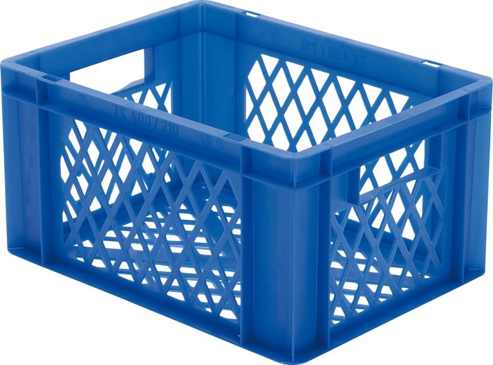 Transport-Stapelkasten B400xT300xH210 mm blau, kpl. durchbrochen mit Griffloch LA-KA-PE