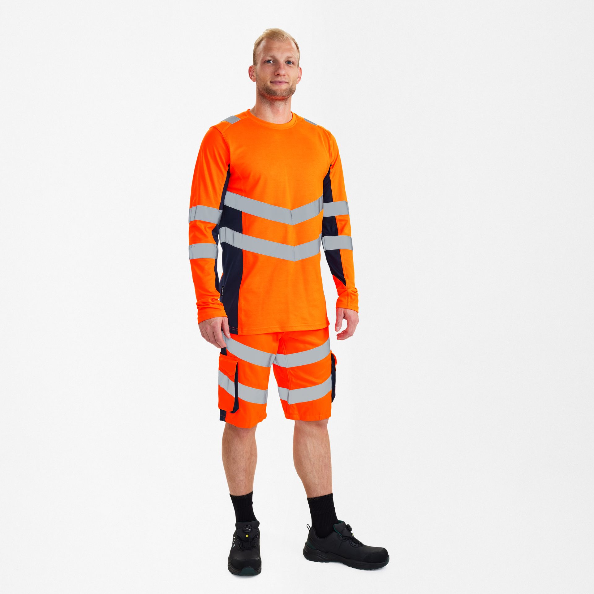 Safety Langarm-Shirt Orange/Blue ink, Gr. 5XL