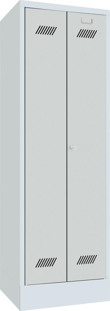 Kleider-/Wäscheschrank Trennwand, 4 Böden auf Sockel RAL 7035 B600xT500xH1850mm