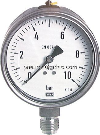 Chemie-Manometer senkrecht, 100mm, -1 bis 0 bar