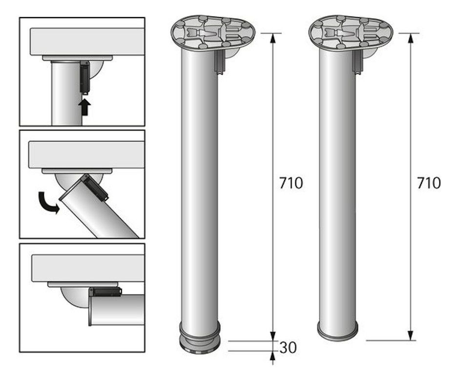 HETTICH Tischbein Jengo 710 mm