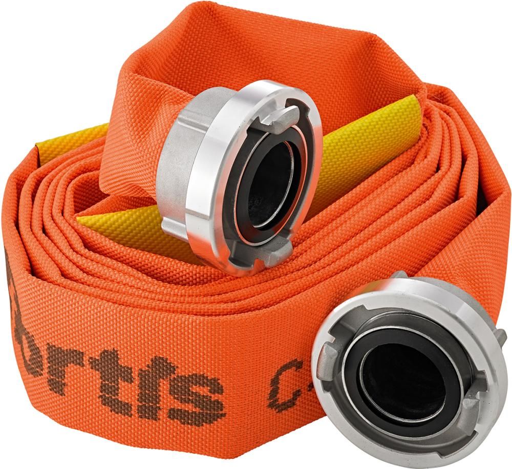 Bau-/Industrieflach schlauch, orange, A/102mmmit 2 Leckageschiebern, STORZ Kuppl. 20m FORTIS