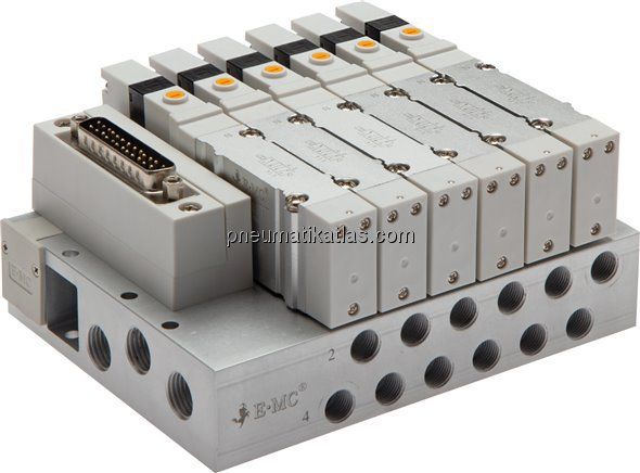 Ventilterminal 12x5/2-Wege, Multipol, G 1/8" an Grundplatte (seitlich)