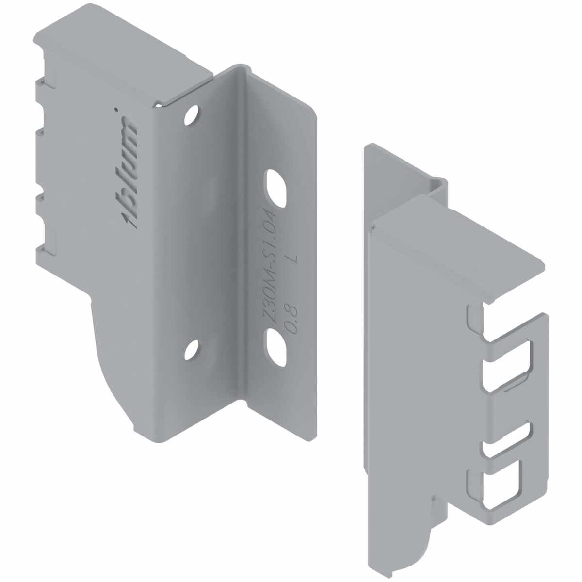 TANDEMBOX Holzrückwandhalter, Höhe M (96,5 mm), links/rechts, R9006 weißaluminium