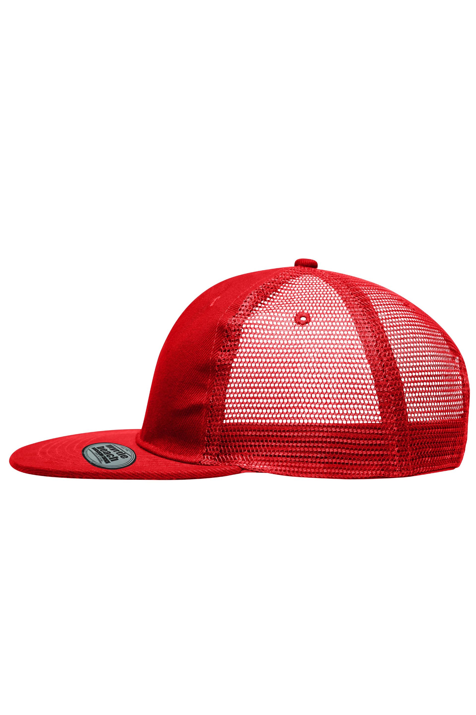 6 Panel Mesh Cap mit flachem Schild