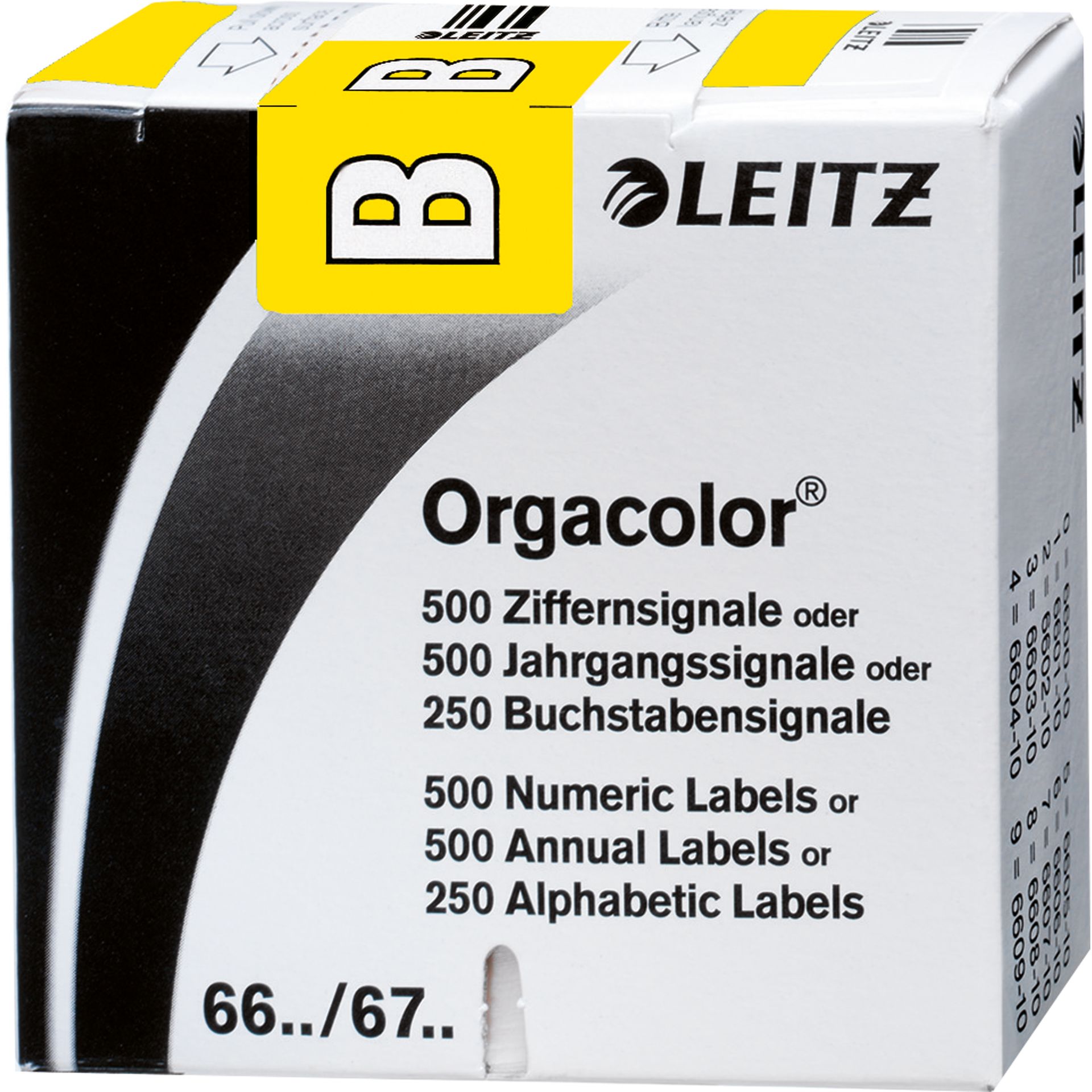 Buchstabensignal Orgacolor B gelb 250 St./Pack.