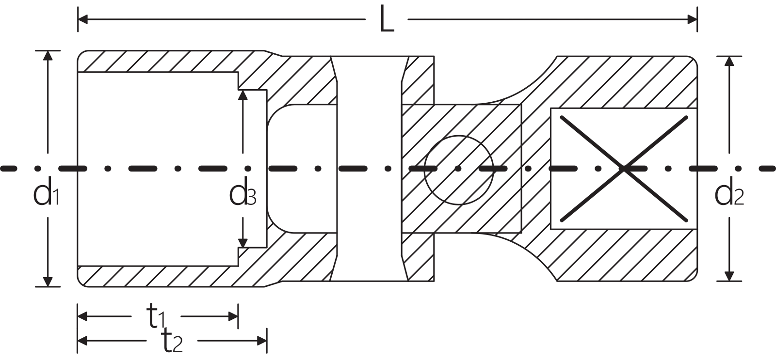 STAHLWILLE Gelenk-Steckschlüsseleinsatz, 3/8"