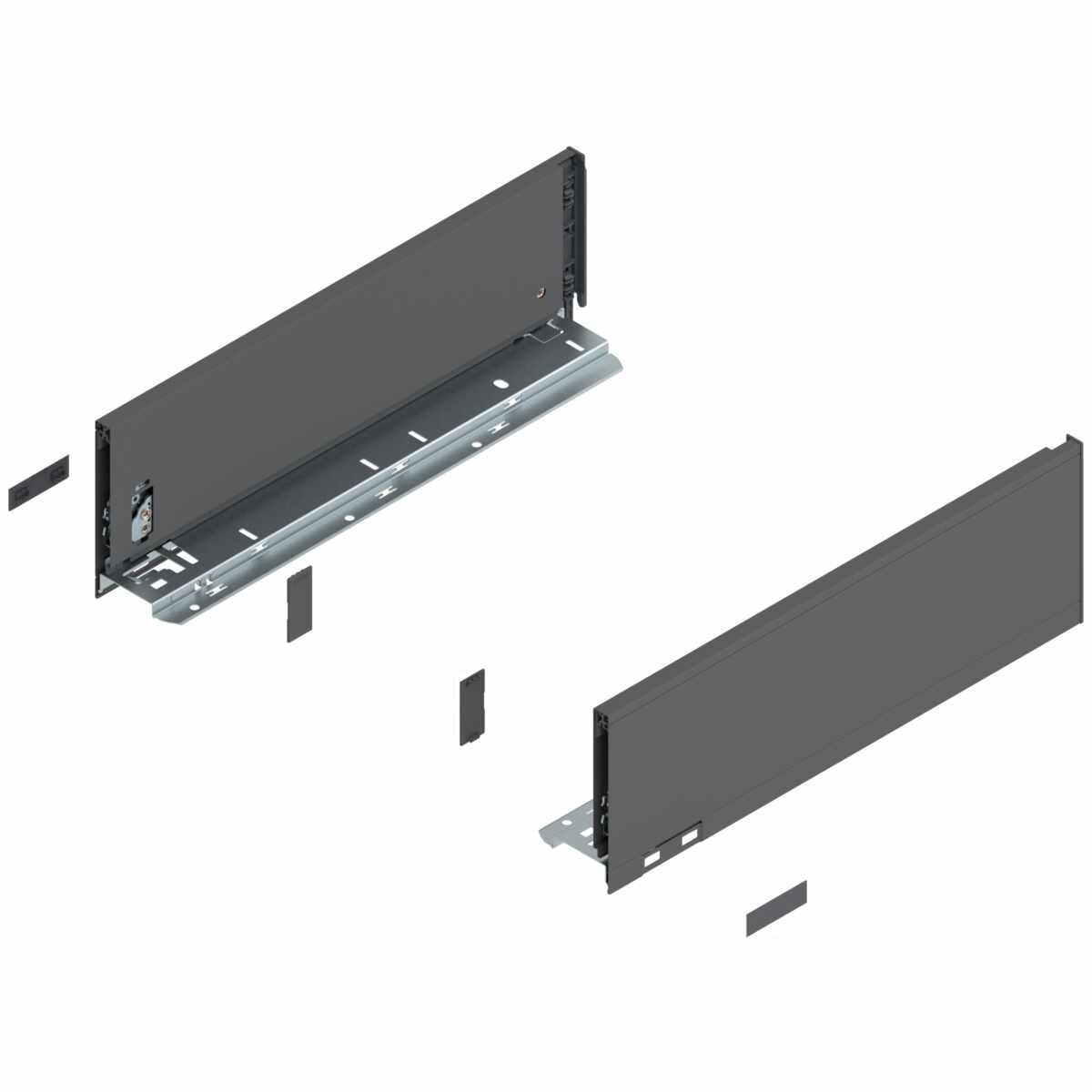 LEGRABOX Zarge, Höhe K (128.5 mm), NL=400 mm, links/rechts, für LEGRABOX pure, oriongrau matt