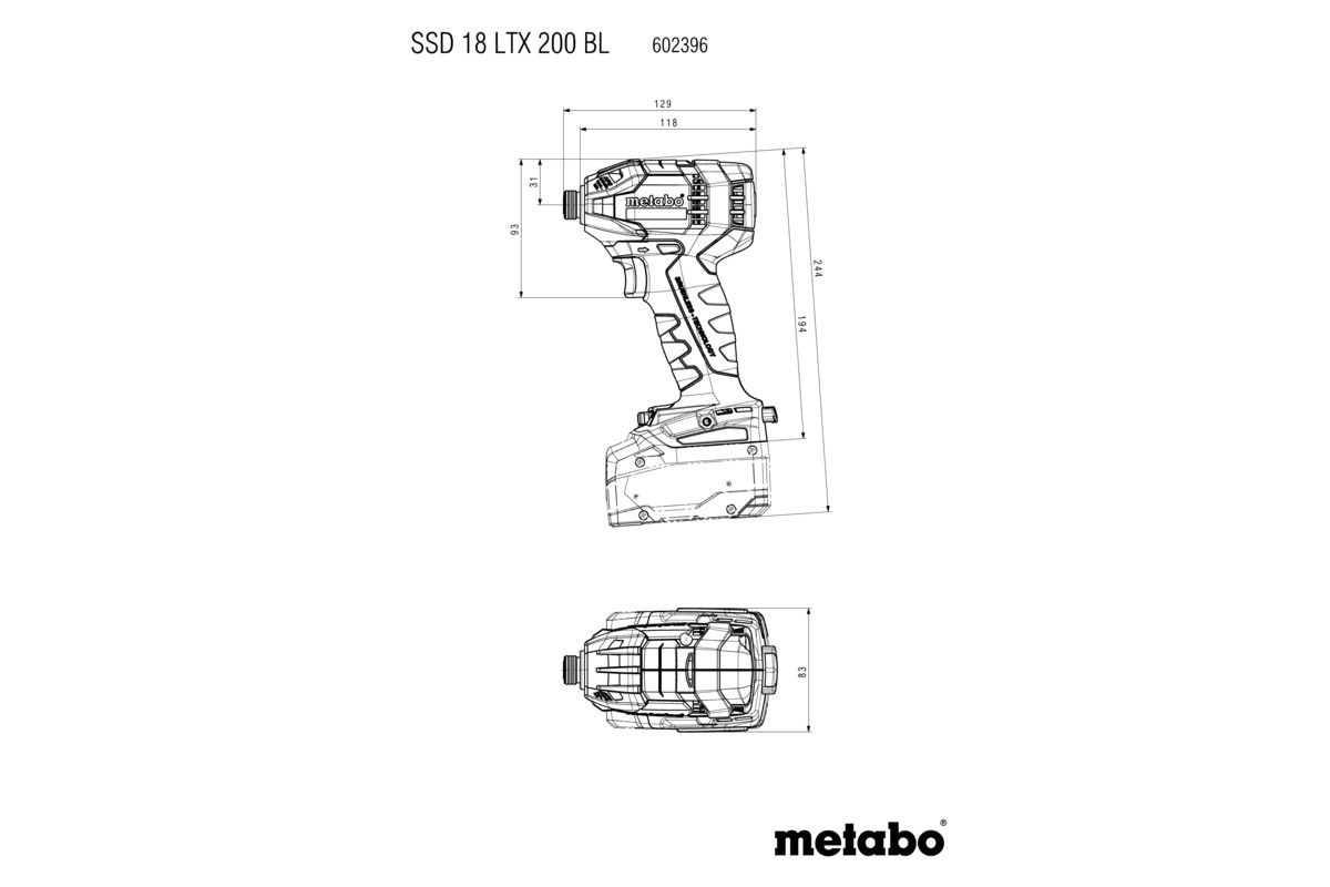 Akku Schlagschrauber soloSSD 18 LTX 200 BL Metabo ohne Akku ohne Ladegerät MetaLoc
