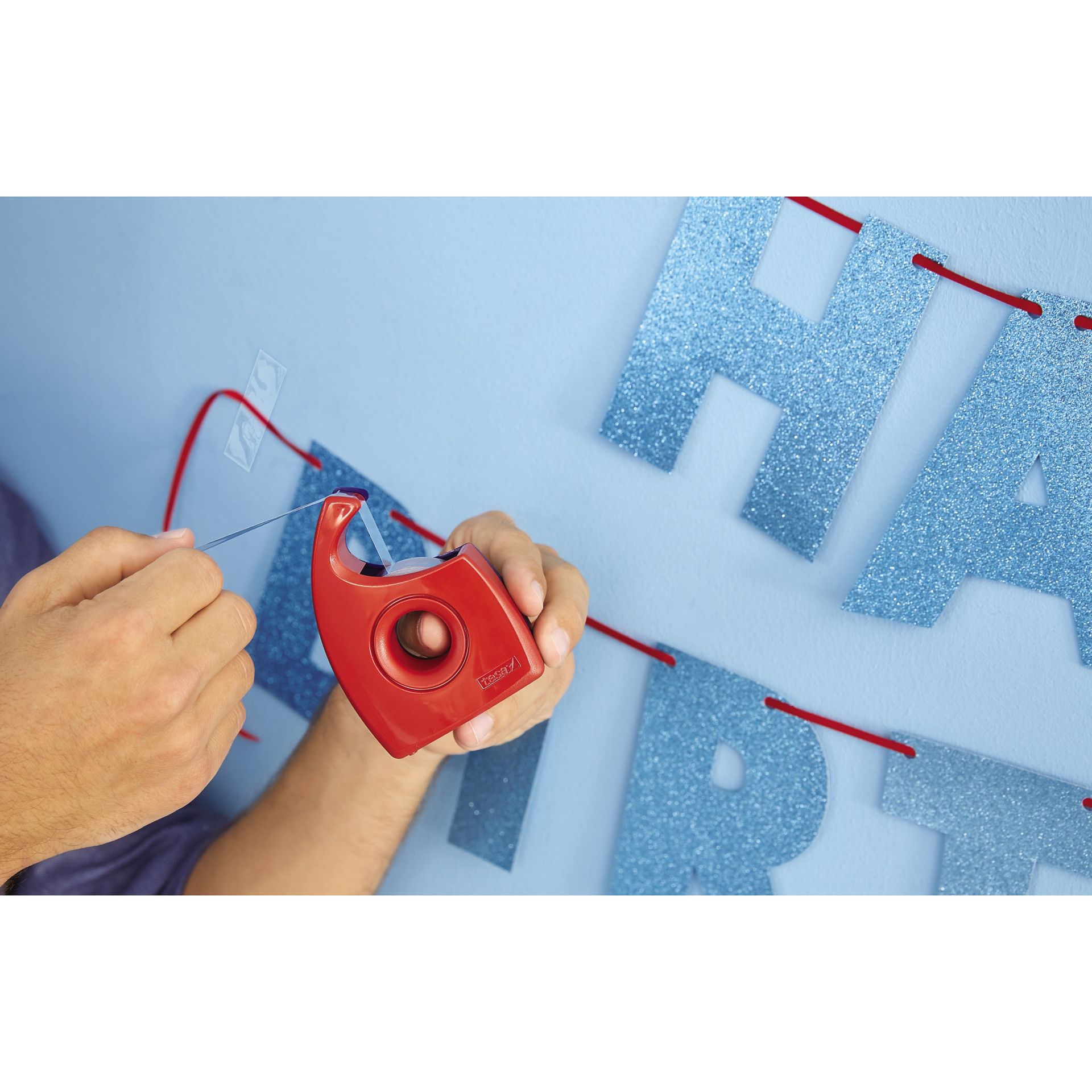 Handabroller Easy Cut 19mmx10m rot/blau