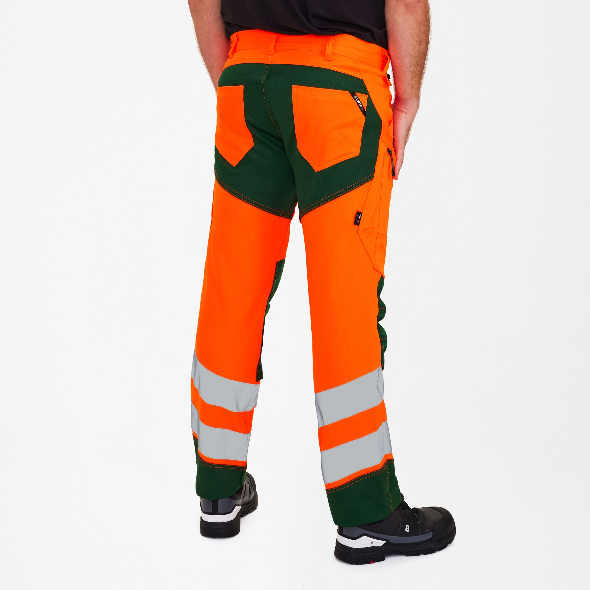 Safety Arbeitshose mit 2-Wege-Stretch Orange/Grün, Gr. 42