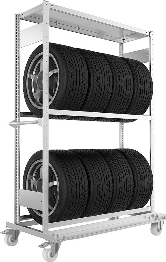 META Räderregalwagen METACLIP verzinkt B1300xT400-xH1850mm 2 Lagerebenen F-achlast 150kg