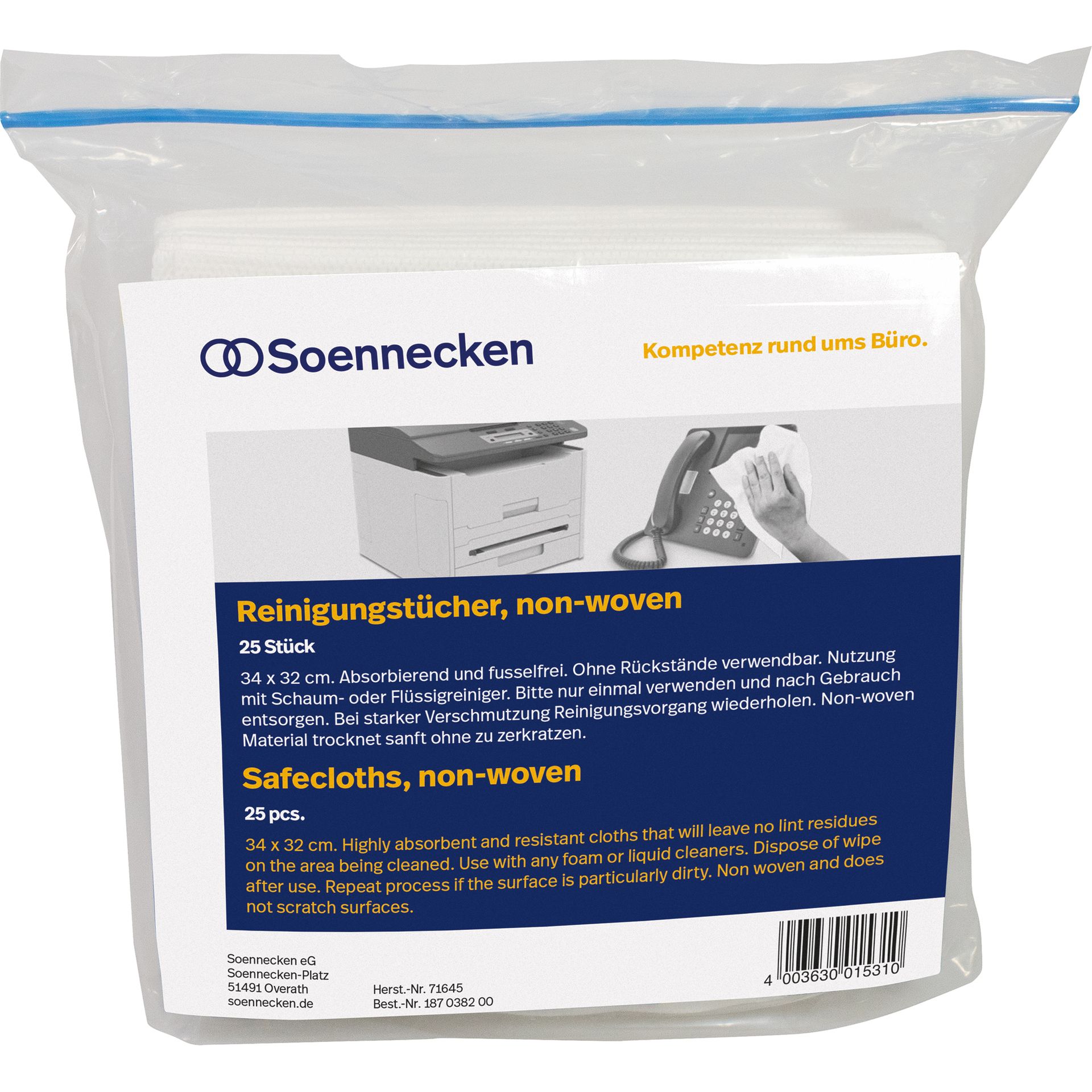 Reinigungstuch trocken 34x32cm 25 St./Pack.