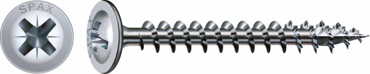 SPAX Universalschraube, 3,5 x 30 mm, 3000 Stück, Vollgewinde, Rückwandkopf, Kreuzschlitz Z2, 4CUT, WIROX - 0281010350302