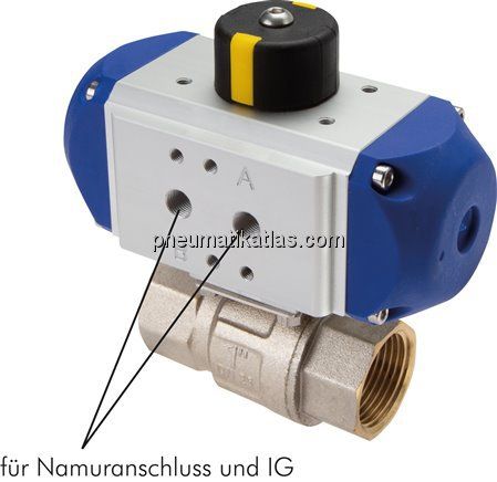 Pneumat. Trinkwasser-Kugelhahn, G 1/2", doppeltwirkend