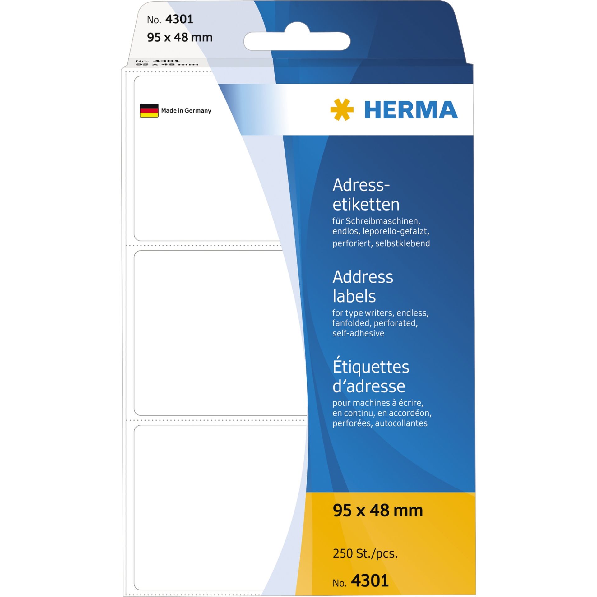 Adressetikett 95x48mm weiß 250 St./Pack.