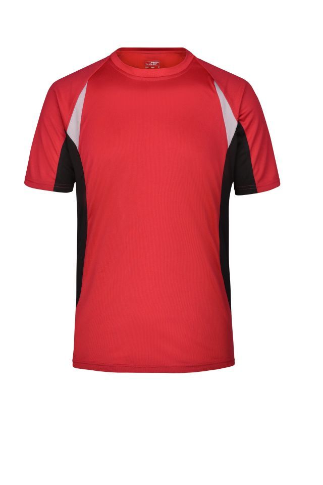 Men's Running-T Atmungsaktives Laufshirt schwarz/rot, Gr. S